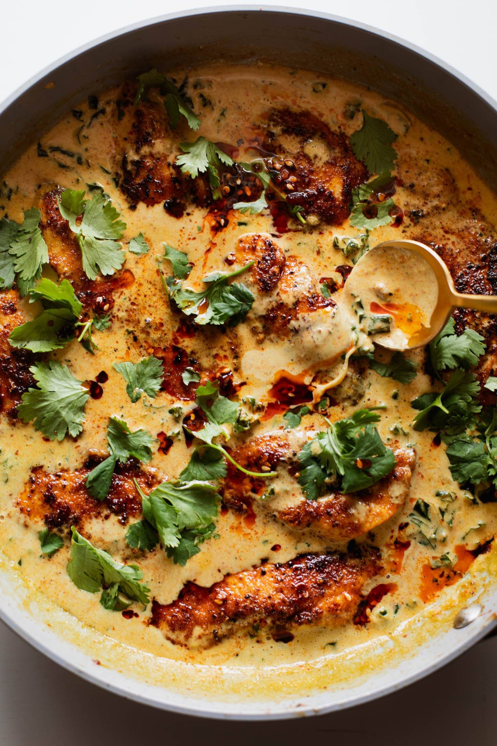 Chicken in a creamy coconut sauce.