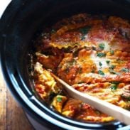 Super Easy Skinny Veggie Crockpot Lasagna - a handful of simple ingredients for a healthy family dinner. | https://discovery-lab.site