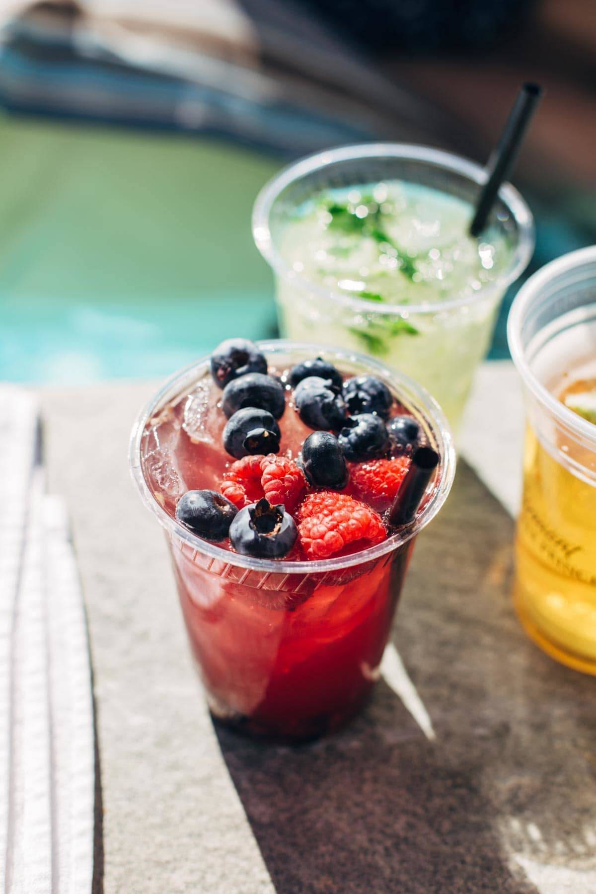 drink with blueberries and raspberries